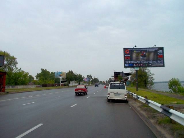 Щит 6x3,  Днепровская набережная ул., 280 м. за мостом "Дарницкий" (на Осокорки)